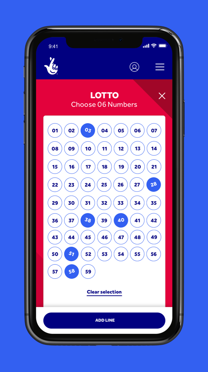 Mobile web - lotto play screen